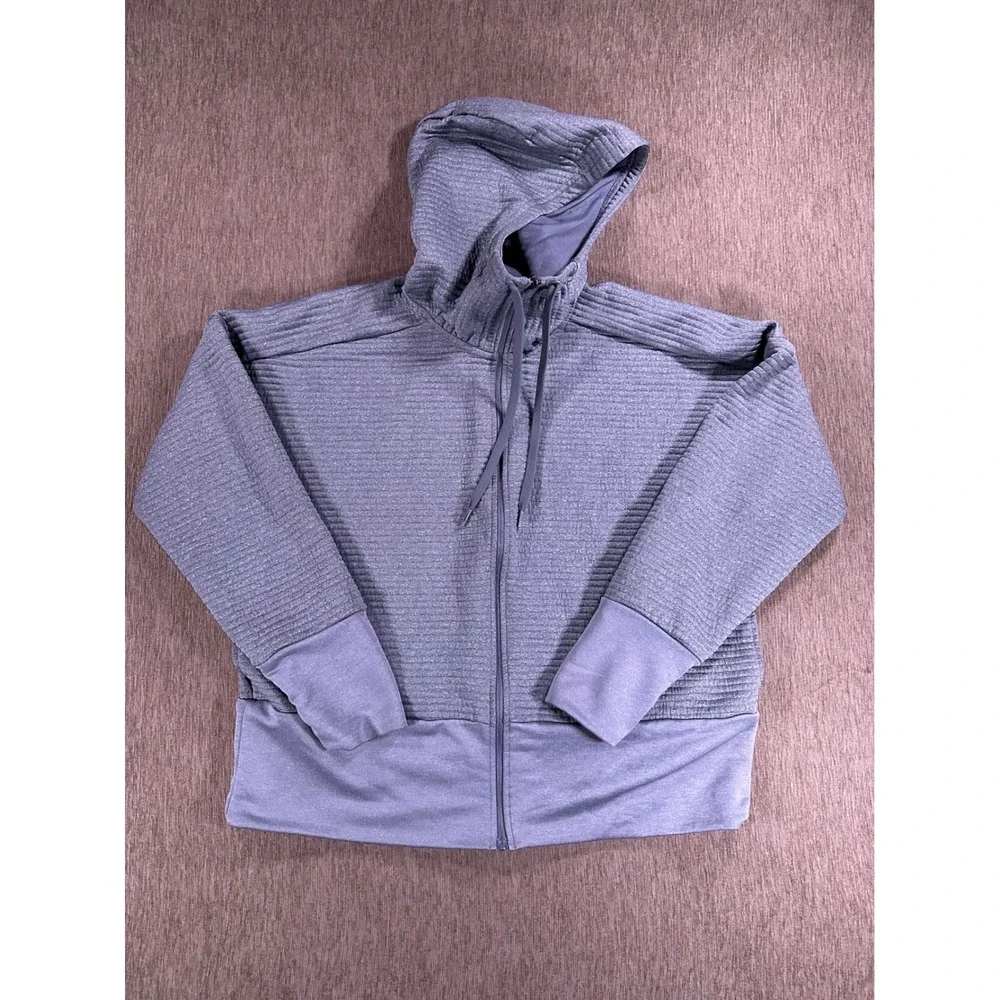 Nike Dri-FIT Womens Full Zip Textured Ribbed Hoodie Grey Small
